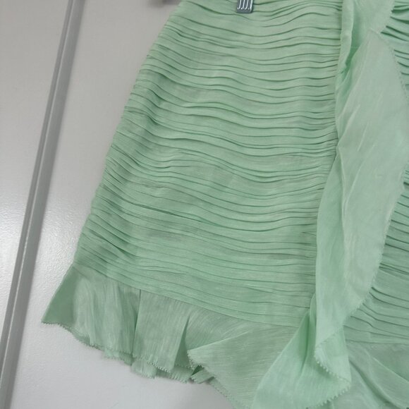 NWT Hansen & Gretel Levi Mini Skirt in Seafoam Sz Medium Ruffle Trim Cinched - Picture 6 of 9